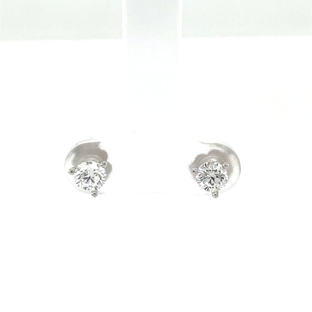 Diamond 3 Prong Martini 14K White Gold Studs