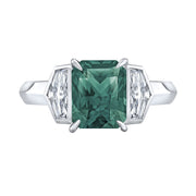 Robert Procop Octagonal Step Cut Montana Sapphire & Diamond Platinum Ring