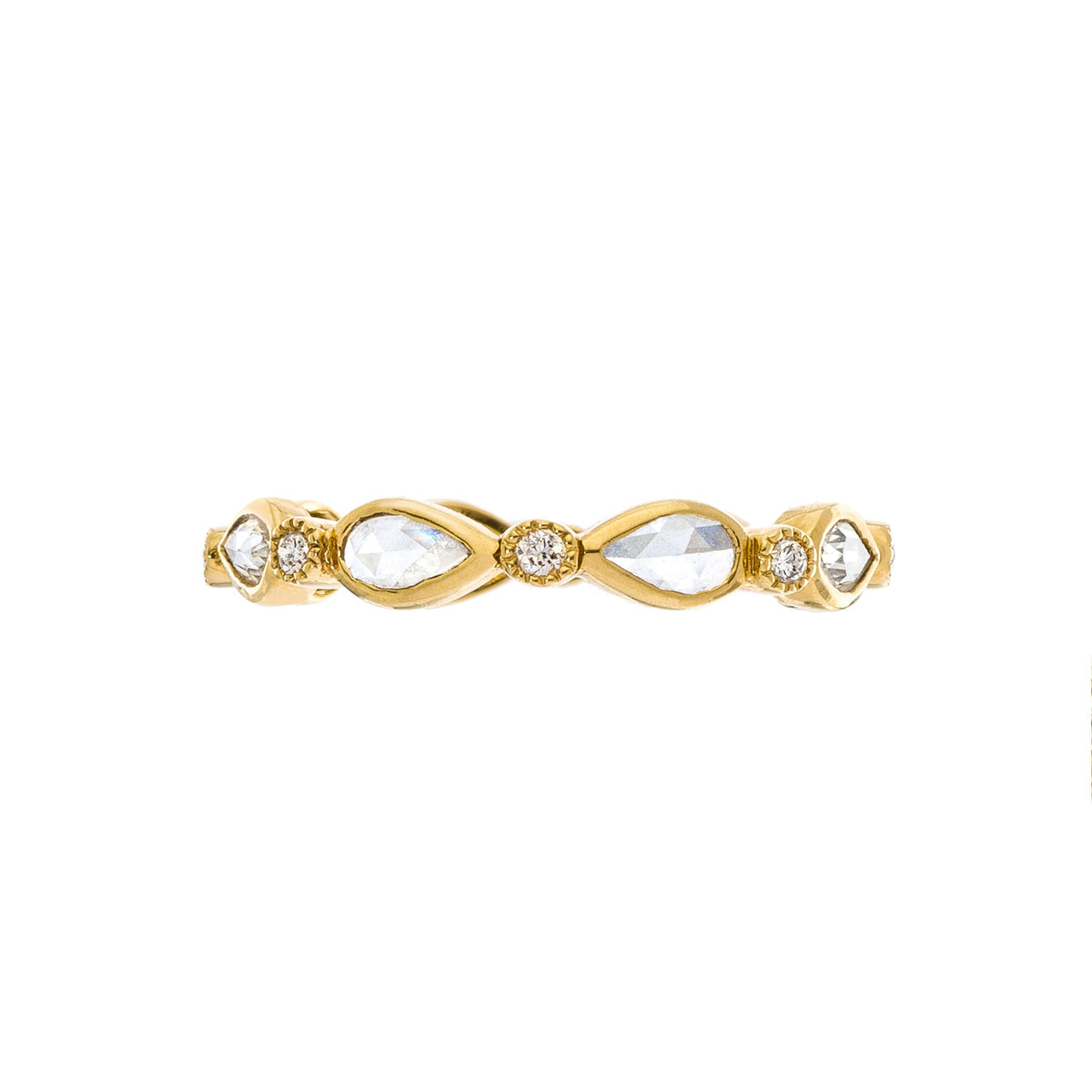 Sethi Couture "Fine Wine" Pear & Round Diamond Band in 18K Yellow Gold, 0.98 ctw