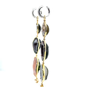 18 Karat Yellow Gold Geode Drusy Quartz 3-tier earring