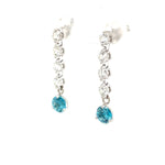 Jenny O Couture Blue Zircon & Diamond Drop Earrings in 14K White Gold, 2.21 ctw - view 3