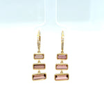 Kimberly Collins Pink Tourmaline & Diamond Drop Earrings in 18K Yellow Gold, 6.14 ctw
