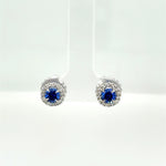 Jenny O Couture Sapphire & Diamond Halo Stud Earrings in 14K White Gold, 1.05 ctw