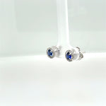 Jenny O Couture Sapphire & Diamond Halo Stud Earrings in 14K White Gold, 1.05 ctw - view 2