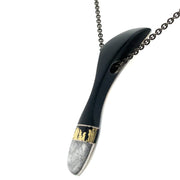 Steve Walters Pendant crafted with Meteorite, Black Onyx, and Gold Leaf with Mother of Pearl backing