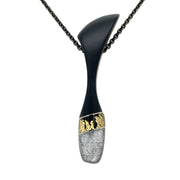 Steve Walters Pendant crafted with Meteorite, Black Onyx, and Gold Leaf with Mother of Pearl backing