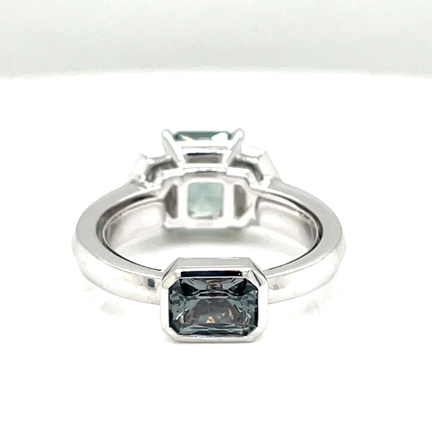 Robert Procop Octagonal Step Cut Montana Sapphire & Diamond Platinum Ring