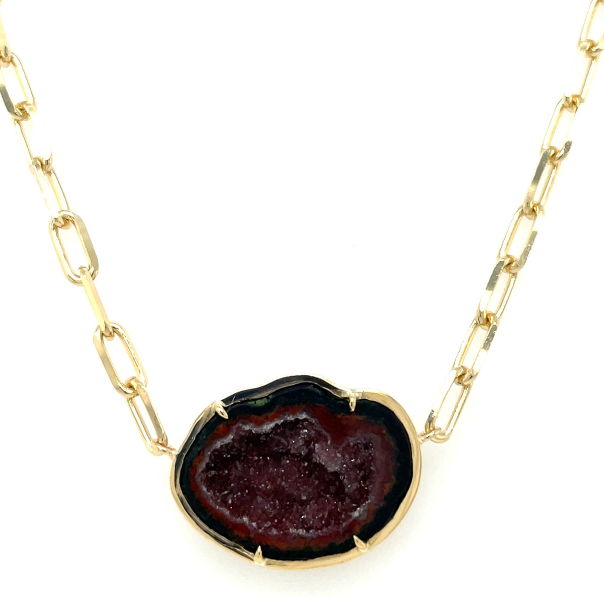 Jenny O Couture Geode Pendant on Paperclip Chain in 14K Yellow Gold, 17 in. - view 2