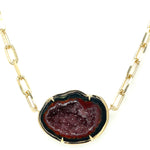 Jenny O Couture Geode Pendant on Paperclip Chain in 14K Yellow Gold, 17 in.