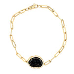 Jenny O Couture Geode & Diamond Paperclip Bracelet in 14K Yellow Gold