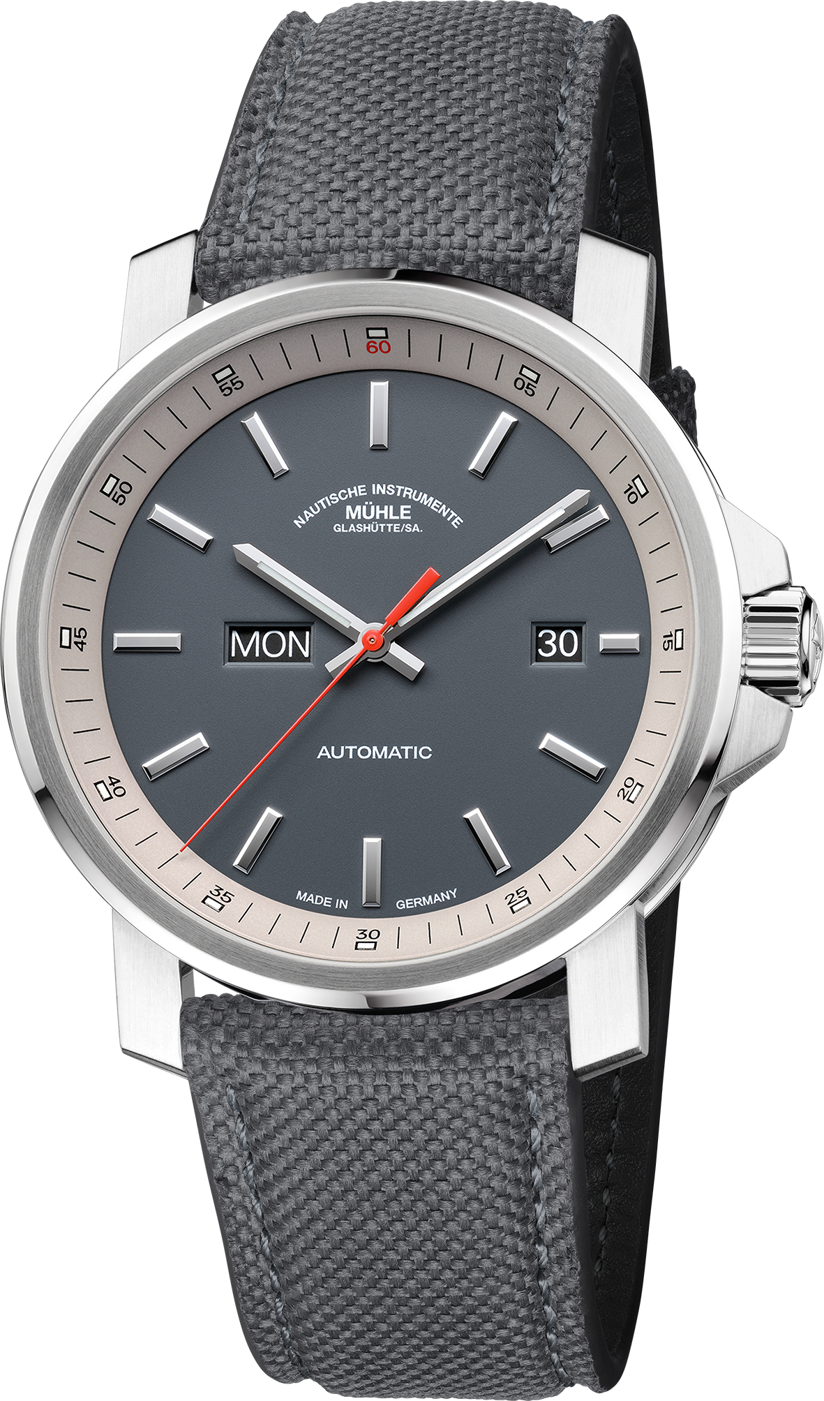 Mühle-Glashütte "29er Day/Date" Automatic in SS, Titanium Grey Dial