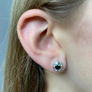 18 Karat White Gold Black Rose Cut Diamond Earrings