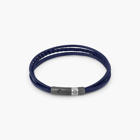 Gear Click bracelet with blue leather (Size: L)