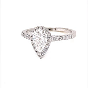 18 Karat White Gold Pear Shape Diamond Engagement Ring