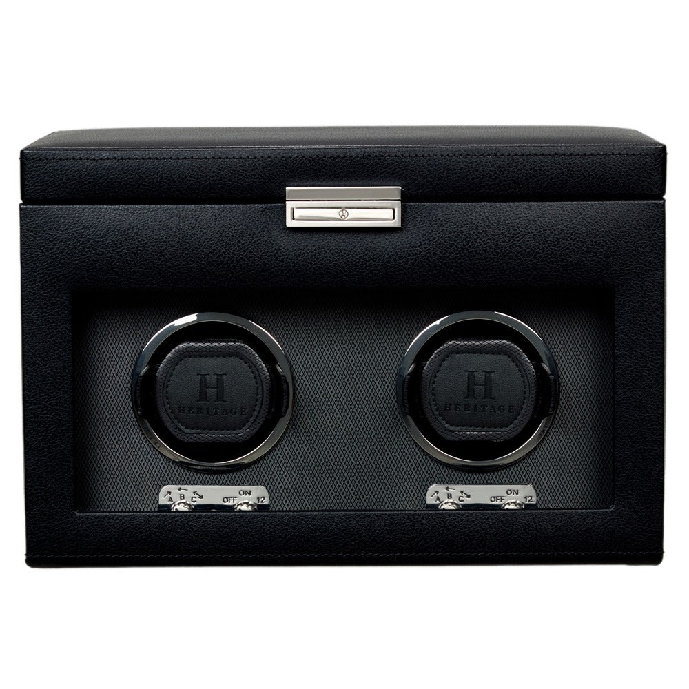 WOLF Heritage Oxford Double Watch Winder with Storage