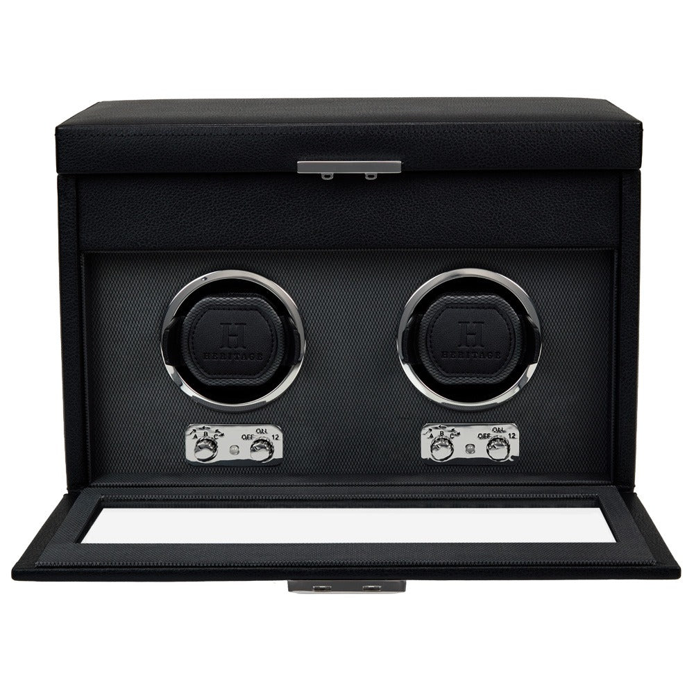 WOLF Heritage Oxford Double Watch Winder with Storage - view 3
