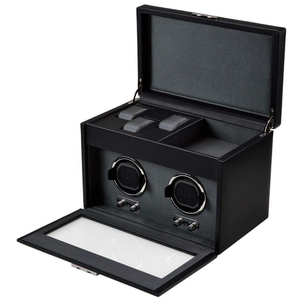 WOLF Heritage Oxford Double Watch Winder with Storage - view 4
