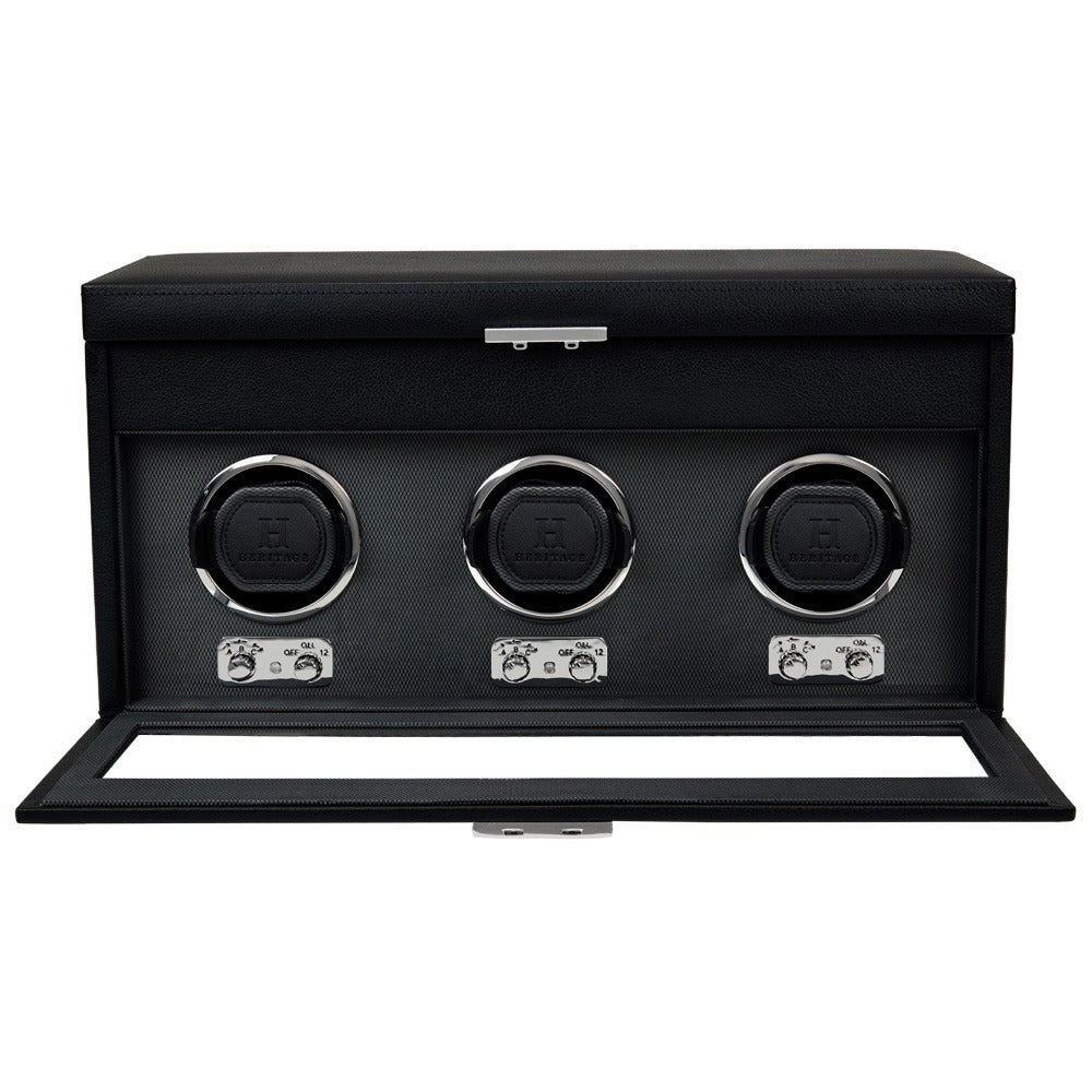 WOLF Heritage Oxford Triple Watch Winder with Storage - view 3