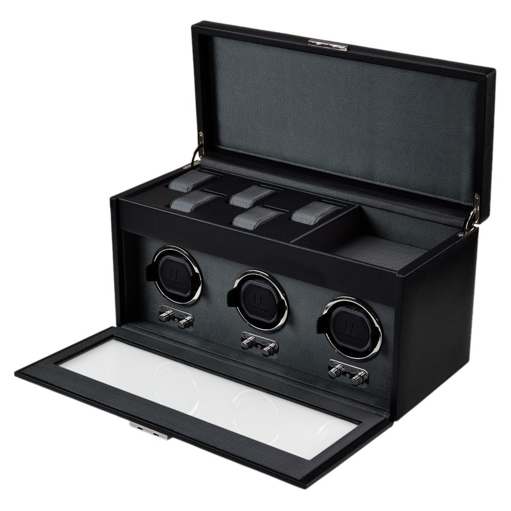 WOLF Heritage Oxford Triple Watch Winder with Storage - view 4