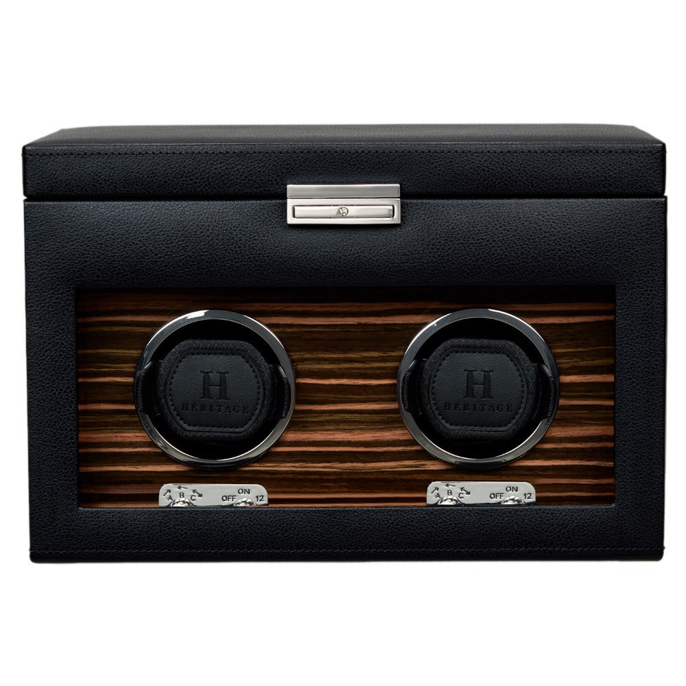 WOLF Heritage Macassar Double Watch Winder with Storage - view 3