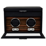 WOLF Heritage Macassar Double Watch Winder with Storage