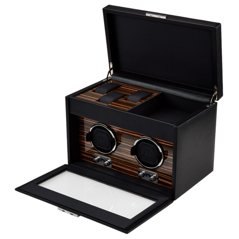 WOLF Heritage Macassar Double Watch Winder with Storage - view 2