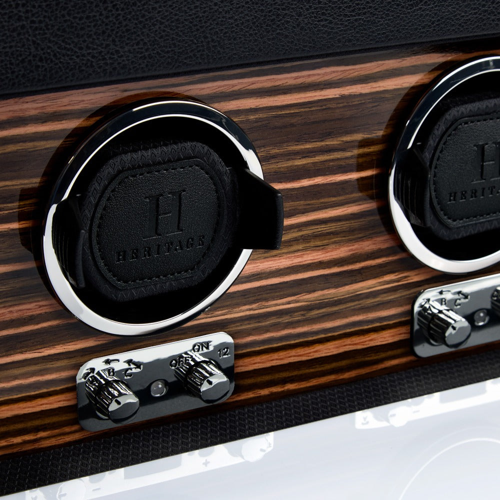 WOLF Heritage Macassar Double Watch Winder with Storage - view 4