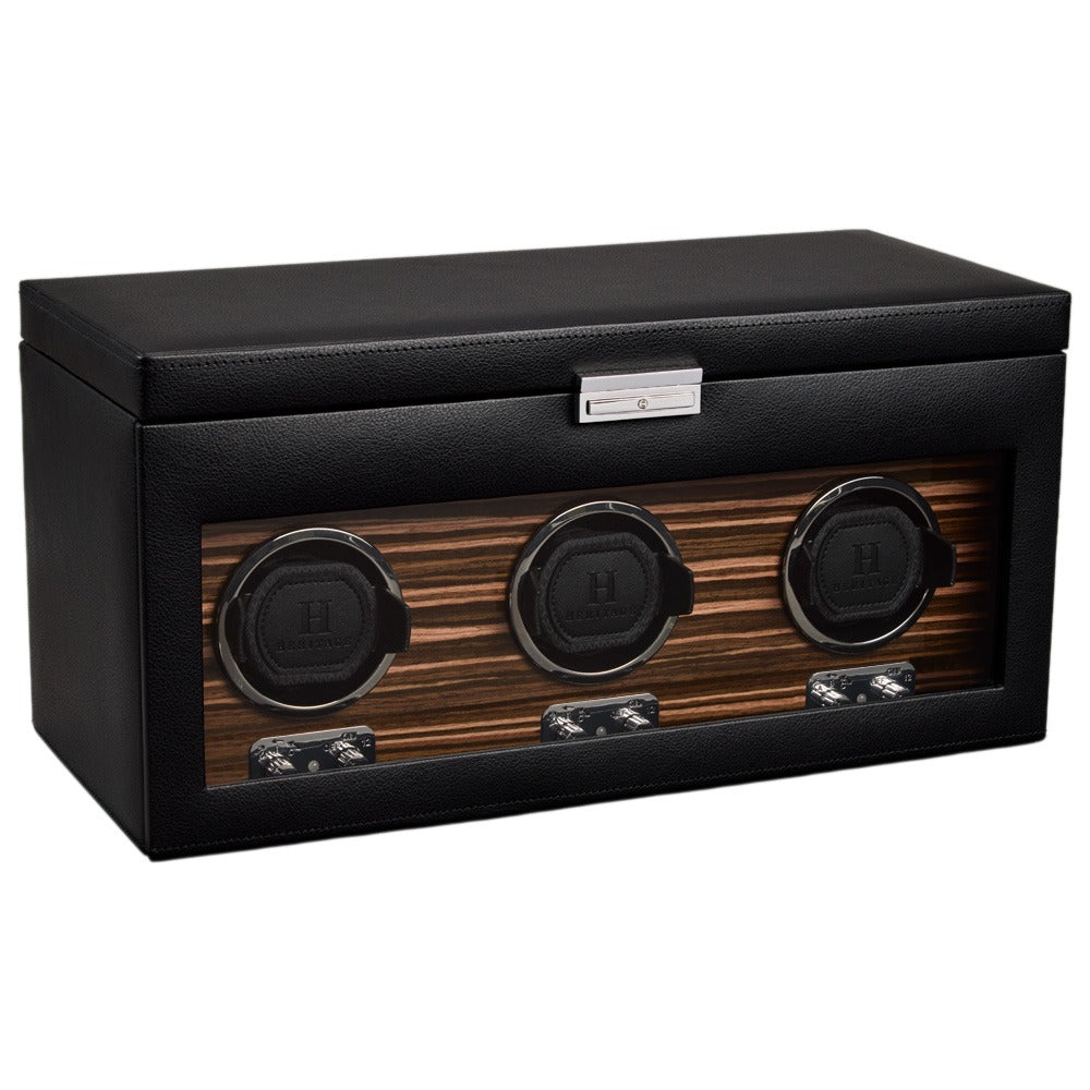 WOLF Heritage Macassar Triple Watch Winder with Storage - view 2