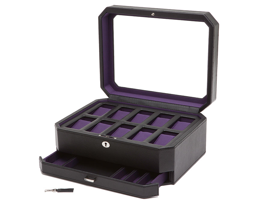 WOLF Windsor 10 Piece Watch Box with Drawer - view 2