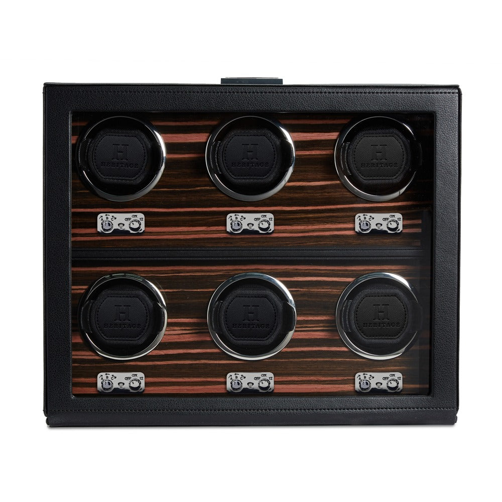 WOLF Heritage Macassar 6 Piece Watch Winder