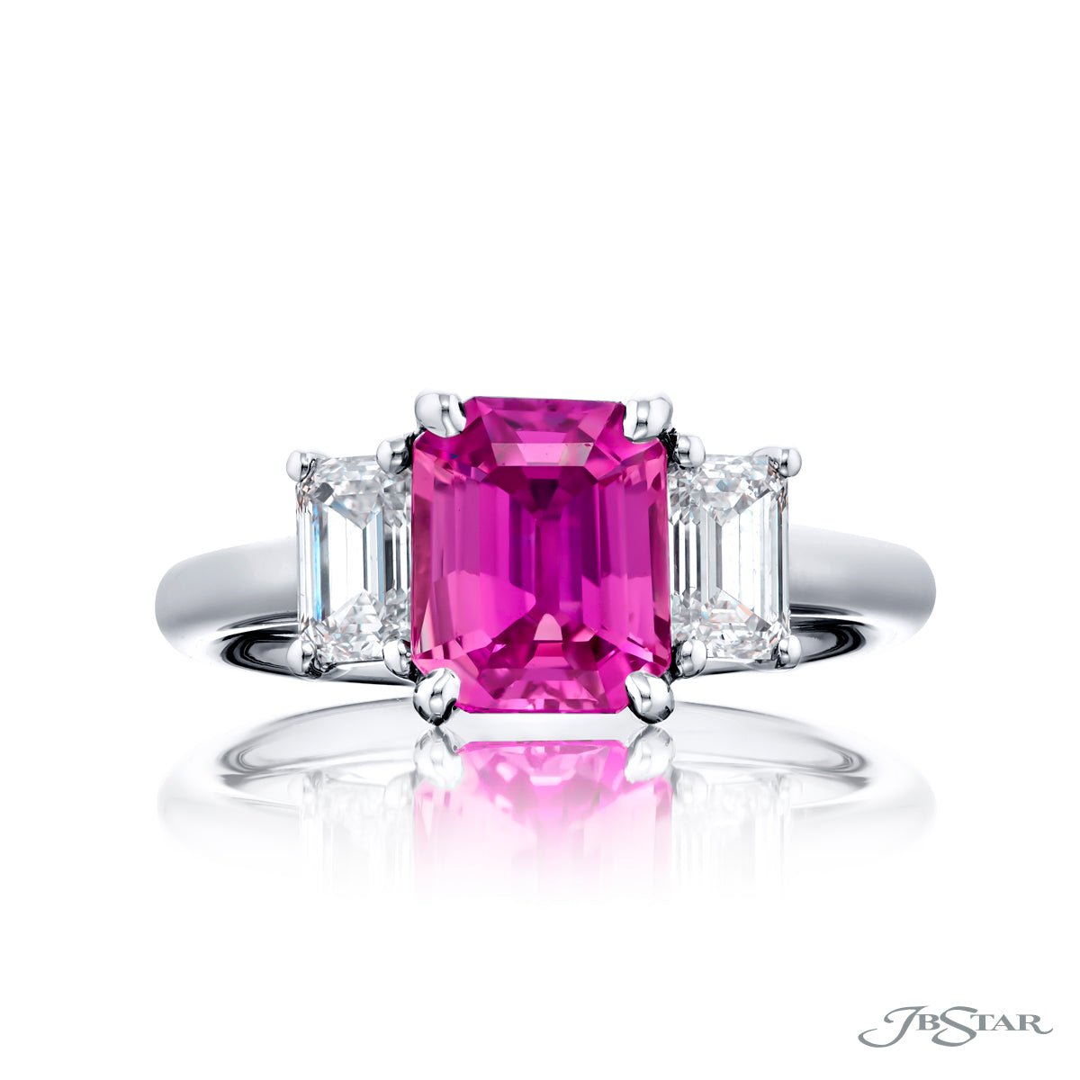 Pink Sapphire & Diamond 3-Stone Ring