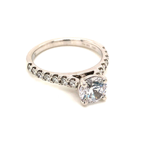 18 Karat White Gold Diamond Semi-Mount Engagement Ring
