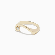D'Oro 14K Yellow Gold Diamond Swirl Ring