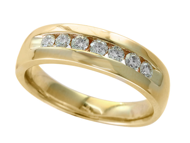 14 Karat Yellow Gold Men's Diamond Channel Set Wedding Band