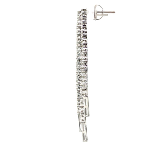 Diamond Straight-Line Dangle 14KW Estate Earrings