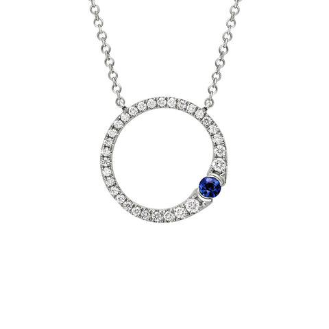 14 Karat White Gold Diamond and Sapphire Necklace