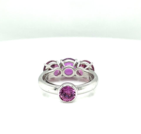 Robert Procop 3-Stone Pink Sapphire Platinum Ring
