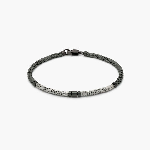 Croce Bamboo bracelet in grey and silver hematite (Size: L)
