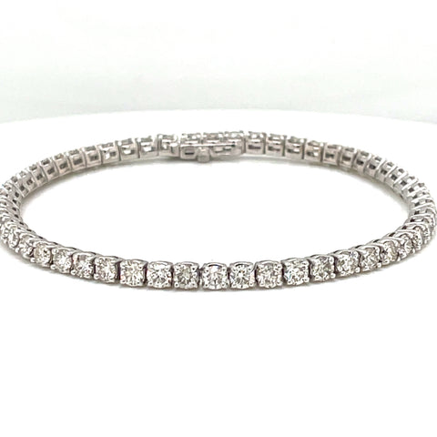 14K White Gold Tennis Bracelet with 5.44ct Diamond Elegance – 7” with Box Clasp