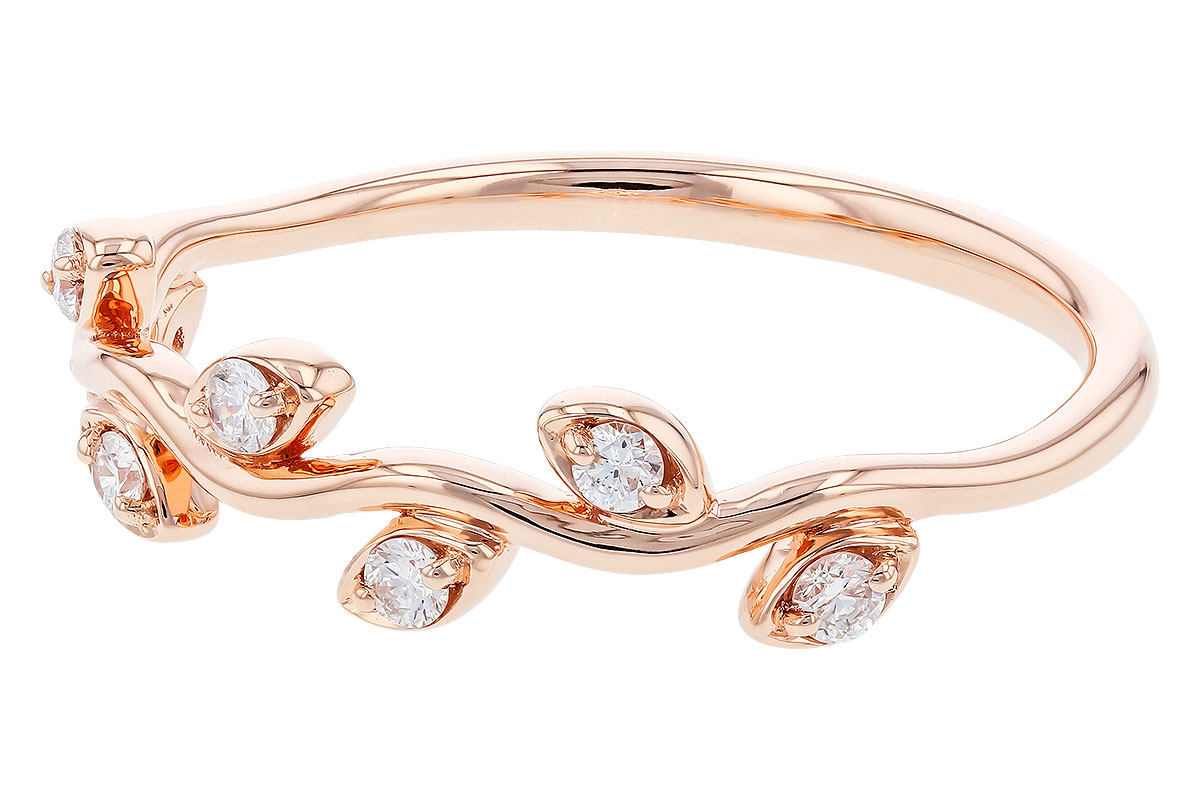 14 Karat Gold Diamond "Leaf" Band