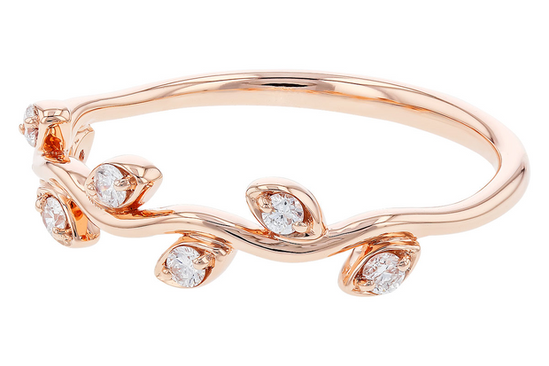 14 Karat Gold Diamond "Leaf" Band