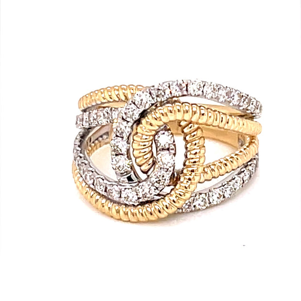 14 Karat Two-Tone White and Yellow Gold Diamond Ring