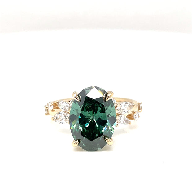 Green Oval Lab-Grown Diamond 14KY Ring