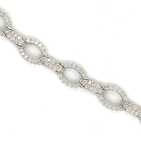 18K White Gold Diamond 7 inch Estate Bracelet