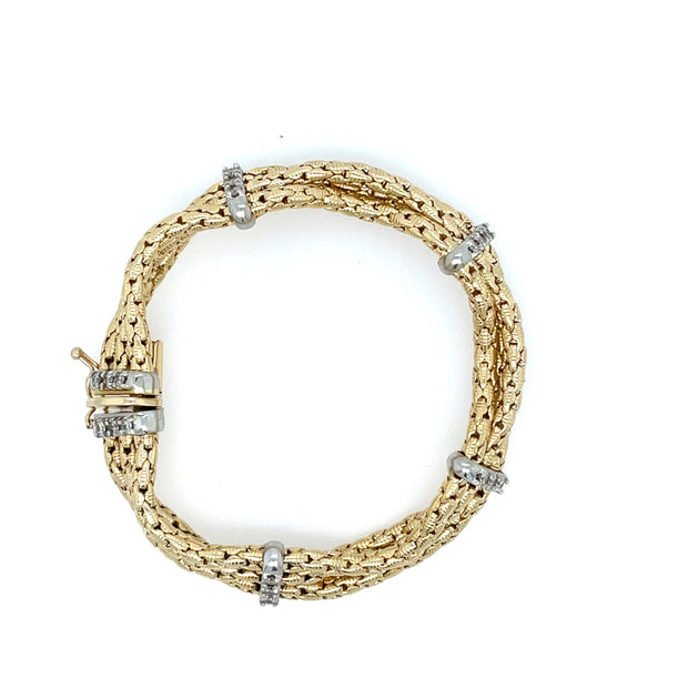 Diamond Two Tone 14K Gold Estate Bracelet