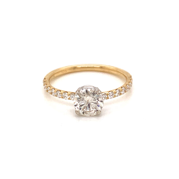 18 Karat Yellow Gold Diamond Semi-Mount Engagement Ring