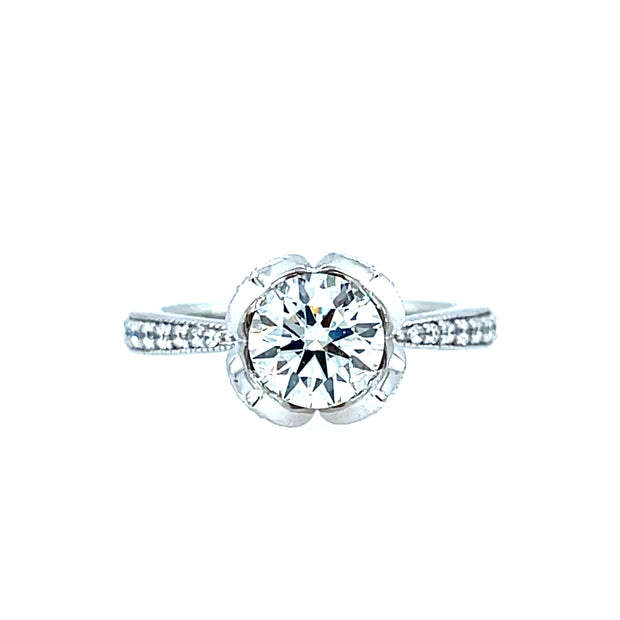 14 Karat White Gold Diamond Semi-Mount Engagement Ring