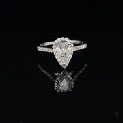 18 Karat White Gold Pear Shape Diamond Engagement Ring