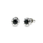 18 Karat White Gold Black Rose Cut Diamond Earrings