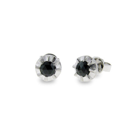 18 Karat White Gold Black Rose Cut Diamond Earrings